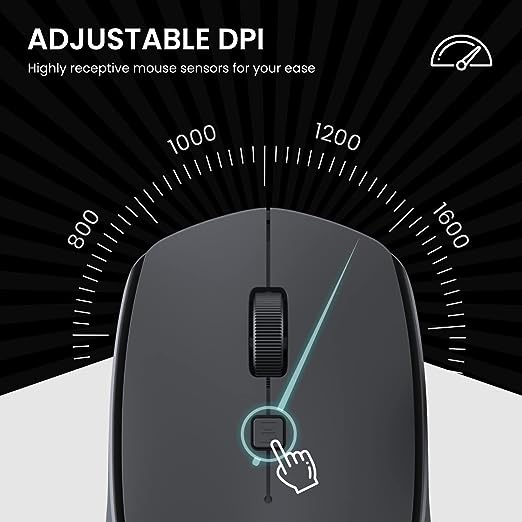 Portronics Toad 23 Wireless Optical Mouse with 2.4GHz, USB Nano Dongle, Optical Orientation, Click Wheel, Adjustable DPI(Black) Portronics Toad 23 Wireless Optical Mouse with 2.4GHz, USB Nano Dongle, Optical Orientation, Click Wheel, Adjustable DPI(Black)